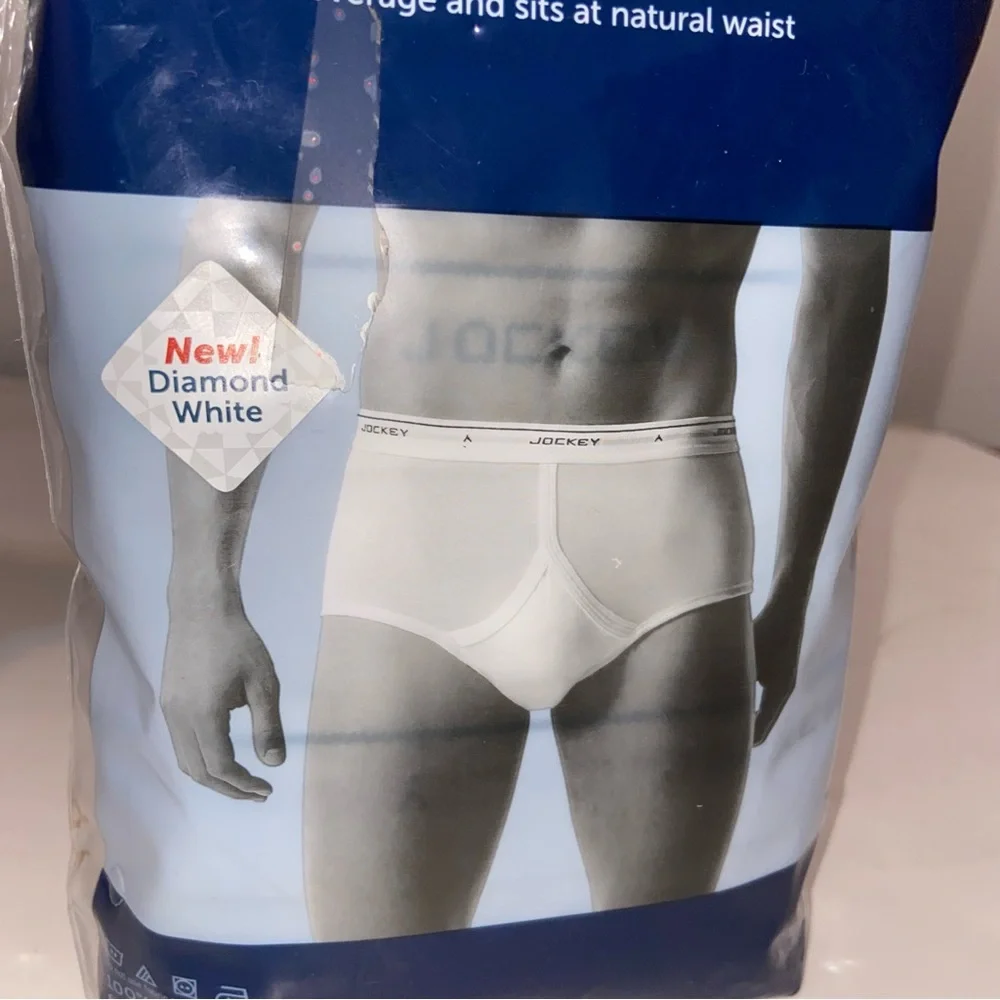 Jockey Classics Full Rise Briefs Mens 42 Diamond White Y-Front Fly Set of 3 New